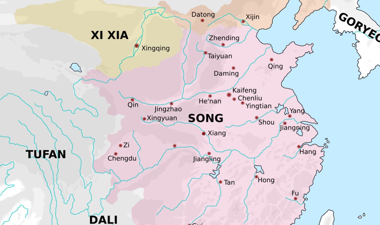 Map representing the territory of the Song dynasty in
