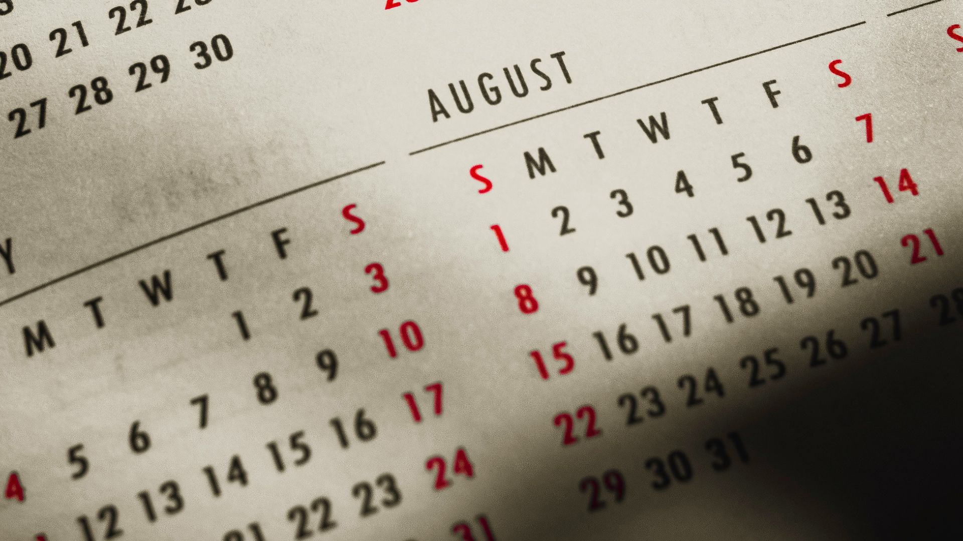 a close up of a calendar on a table