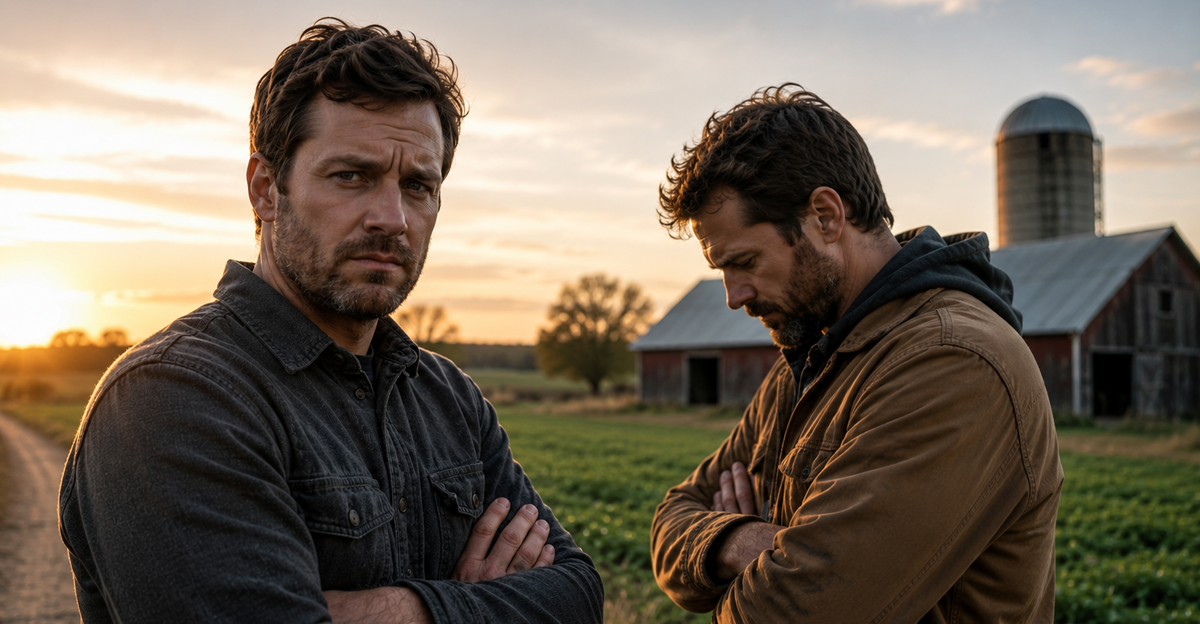 AI-generated image of brothers on a farm