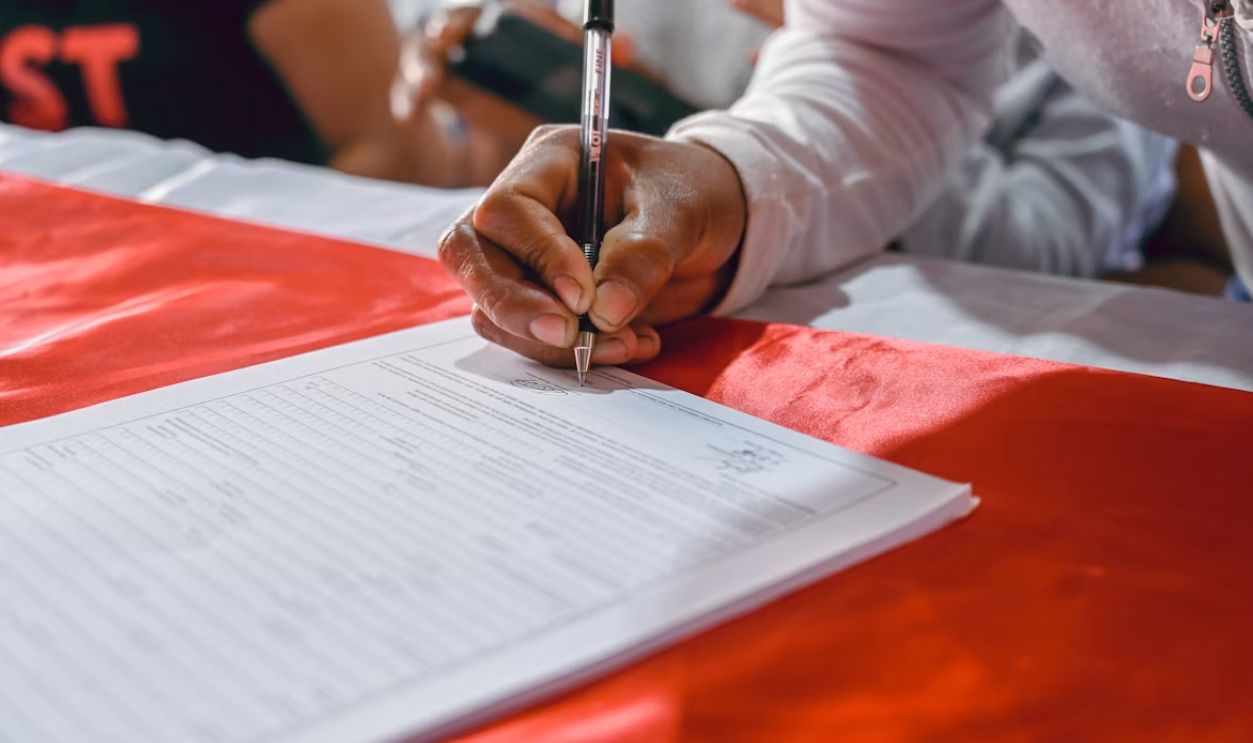 signing a document 