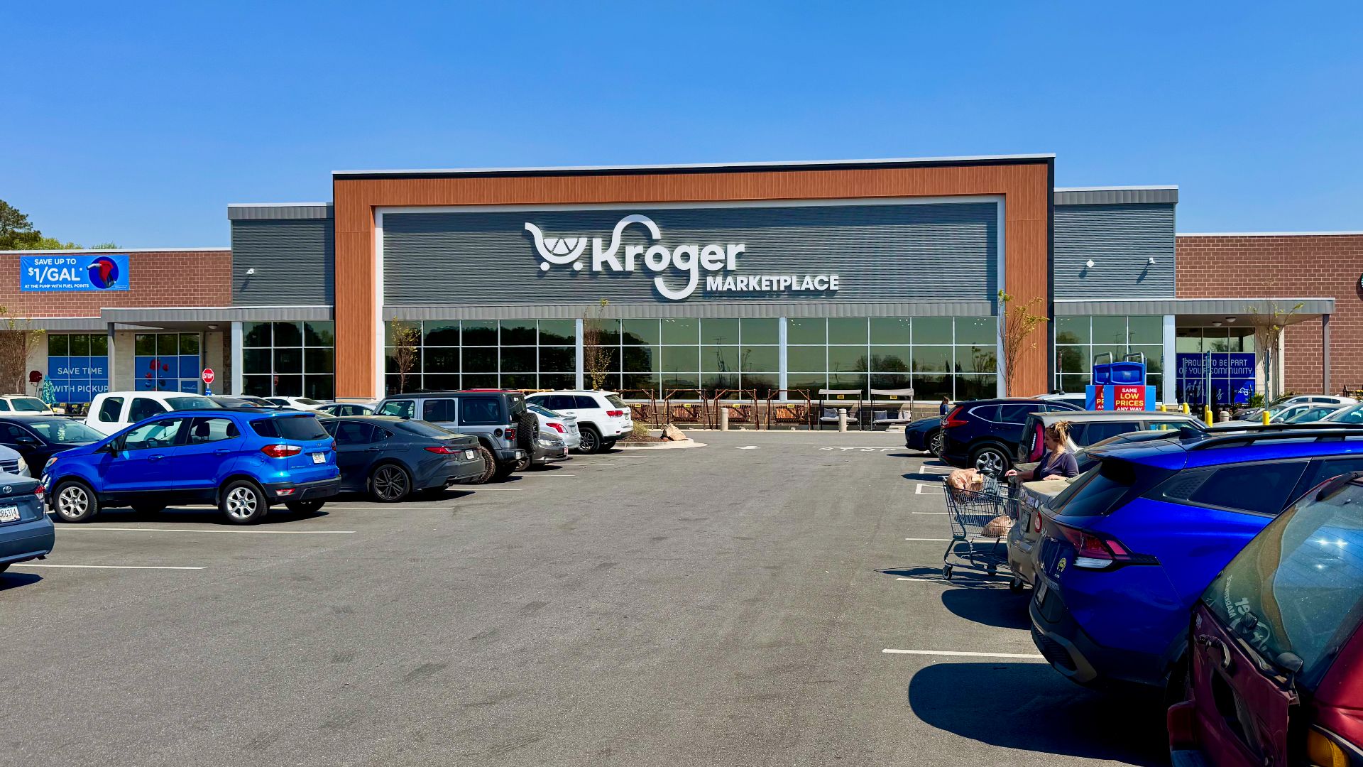 The exterior of a Kroger Marketplace store in Athens, Georgia
