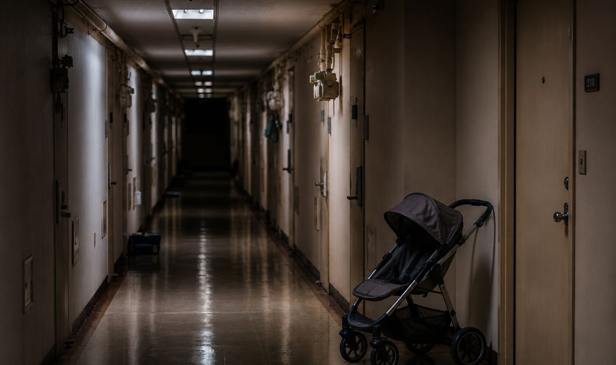 baby stroller in the hallway
