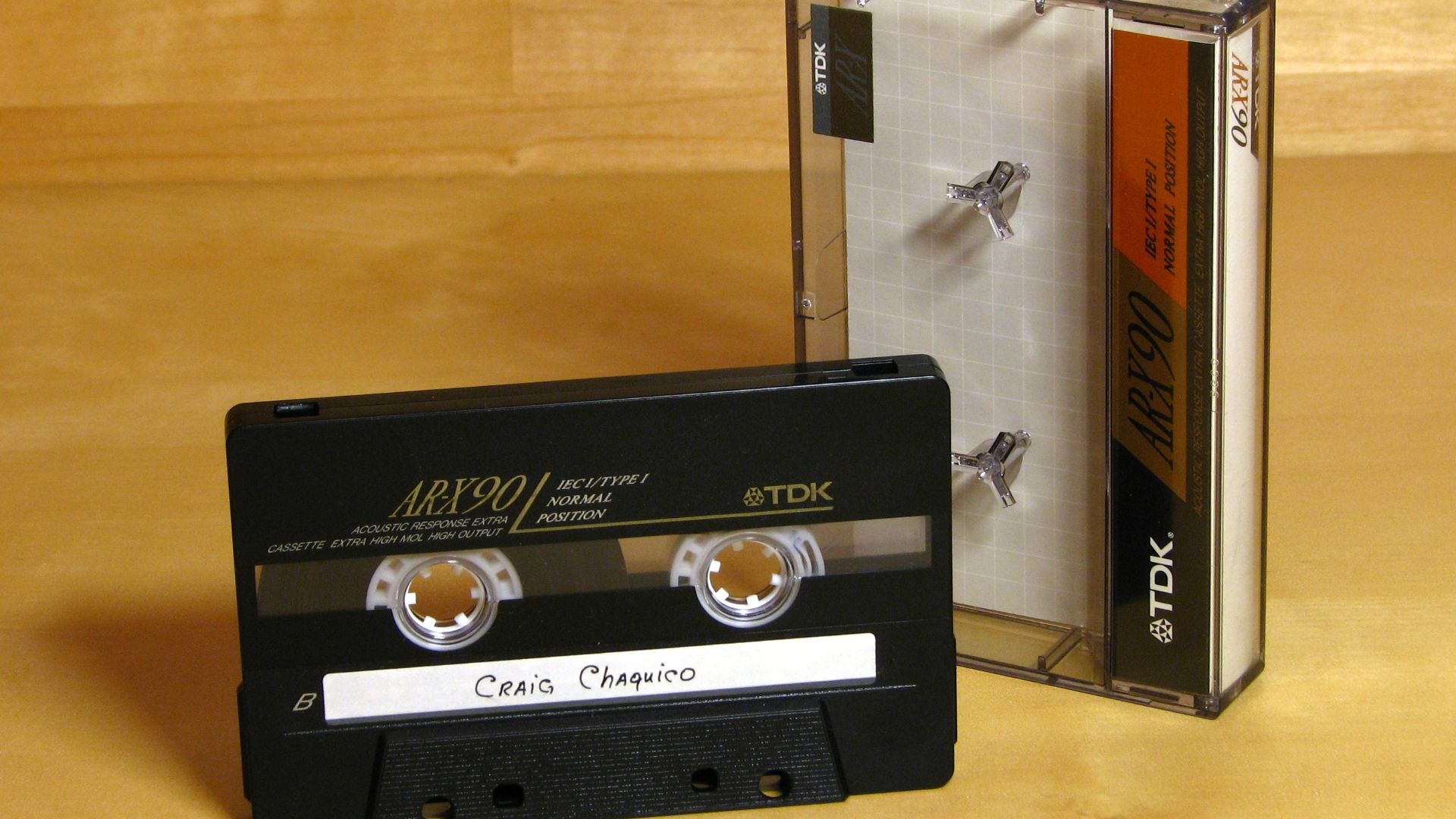 Audiocassette TDK AR-X90. Playing time 90 minutes. Tape type I. Made in Japan. Design of the early 1990s.