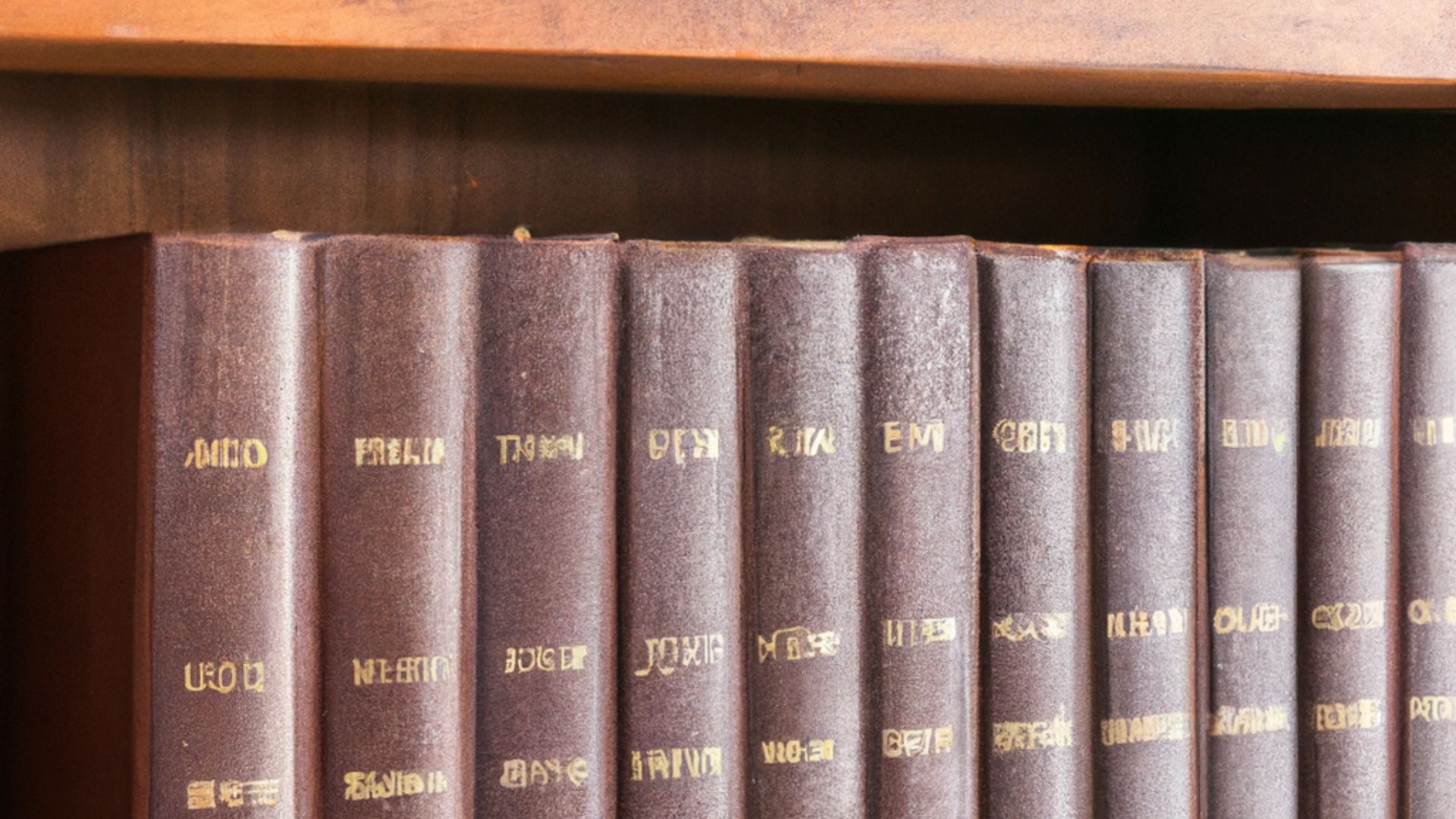 Encyclopedia, with writing that is not discernable, on a wooden bookshelf. Image created by the program DALL-E. For ethical reasons and to maintain full disclosure, the watermark has been left on the image. Generated from the prompt