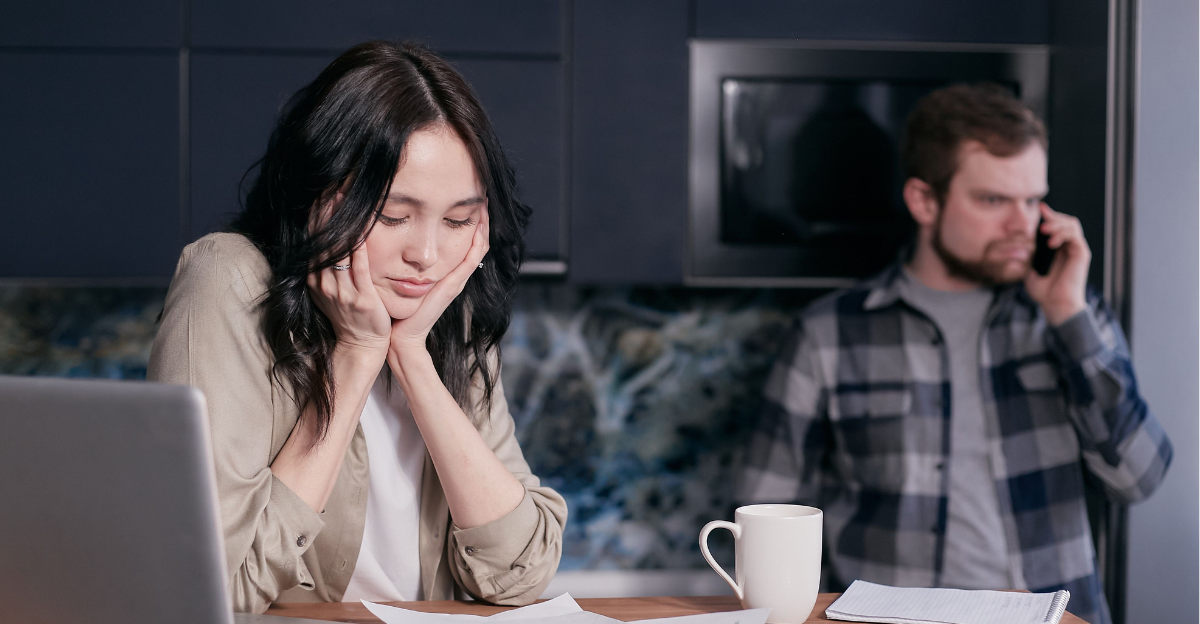 a-woman-looking-at-a-document-resting-her-chin-on-her-hands