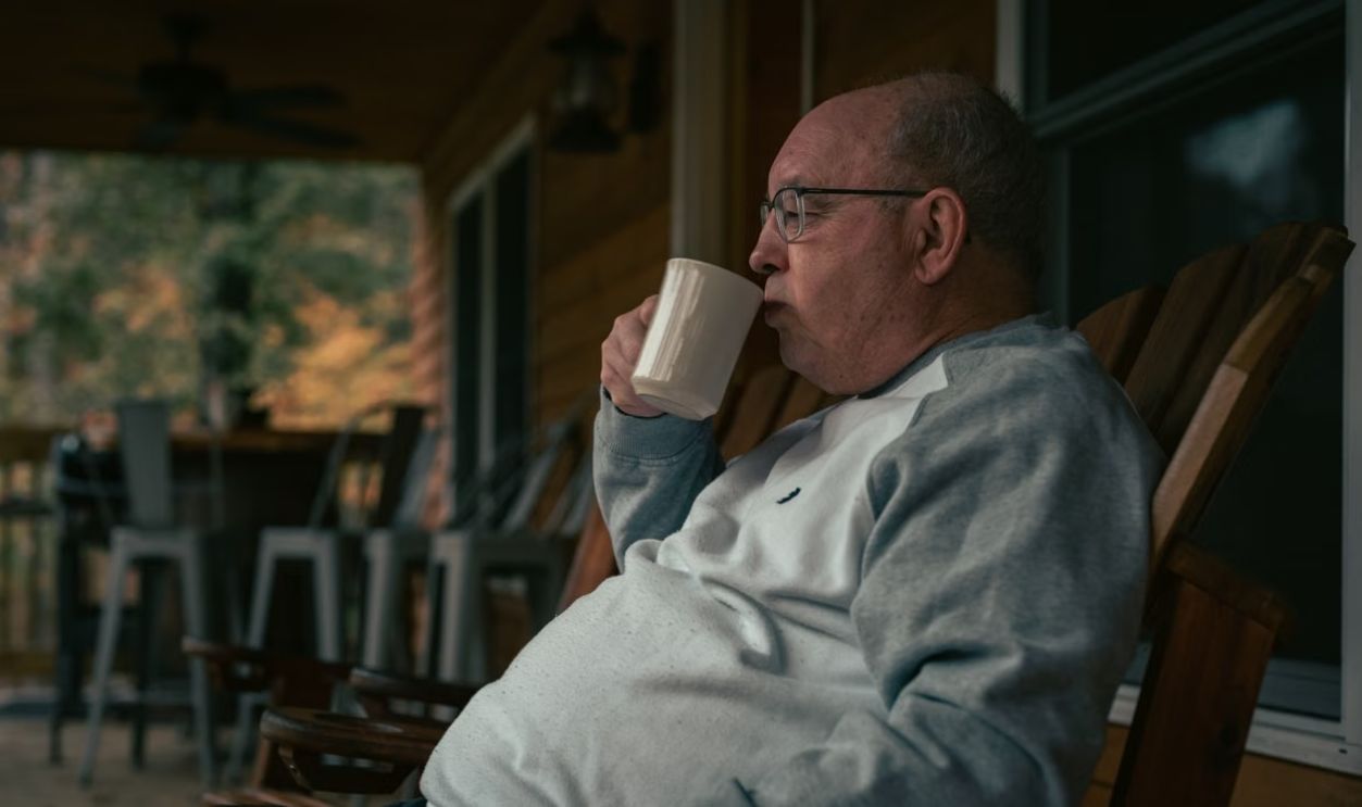 elderly sitting on the porch 