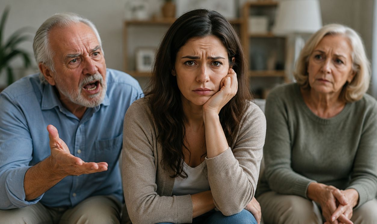 Family tension in the living room