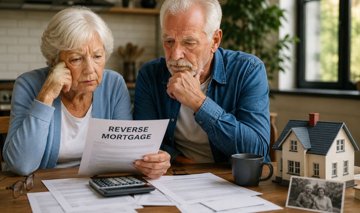 Senior Couple Reviewing Reverse Mortgage