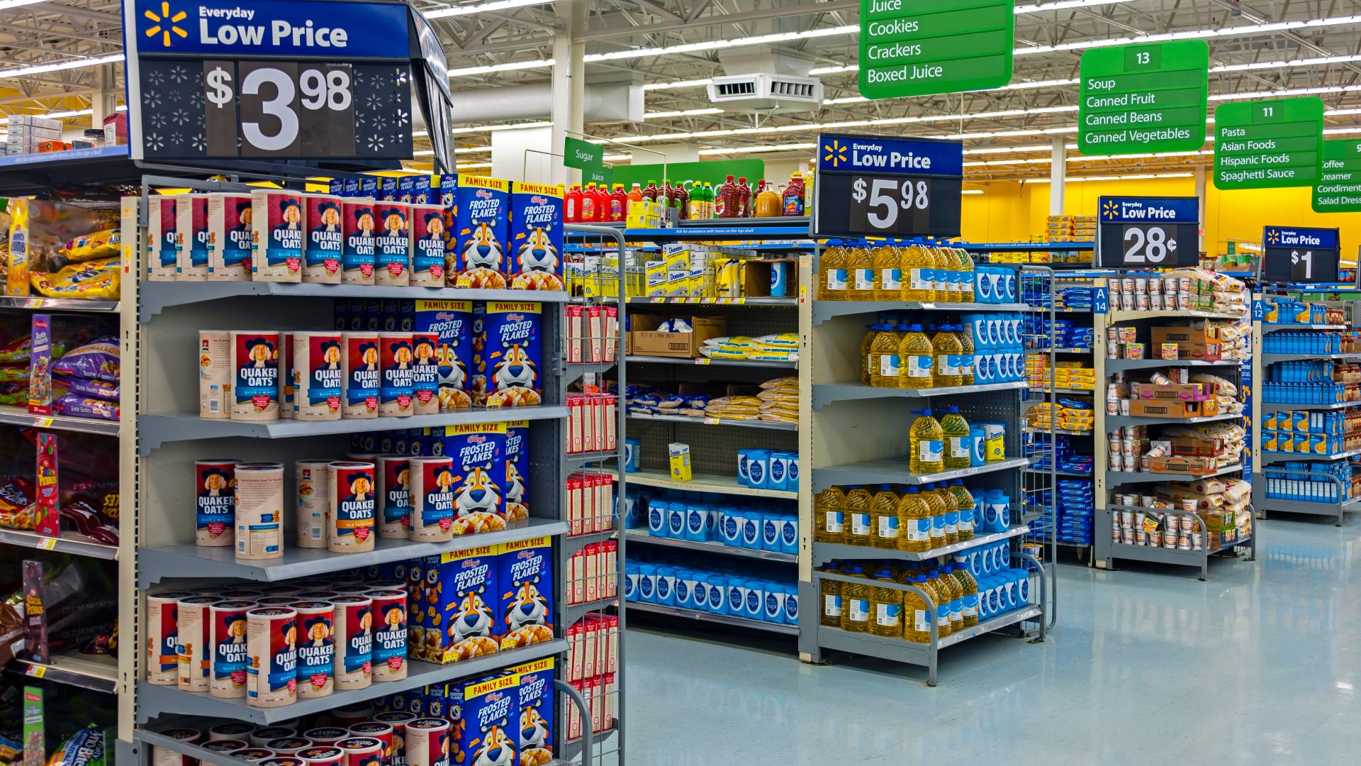 Endcaps at a Walmart store in the town of Wallkill, NY