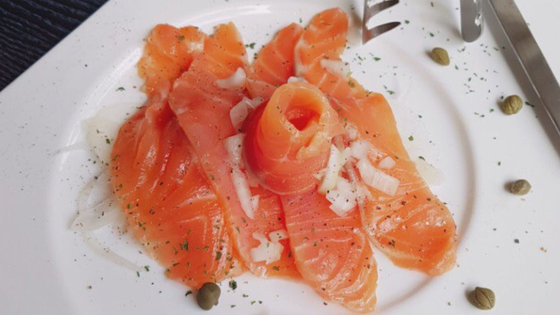 fresh salmon with onions