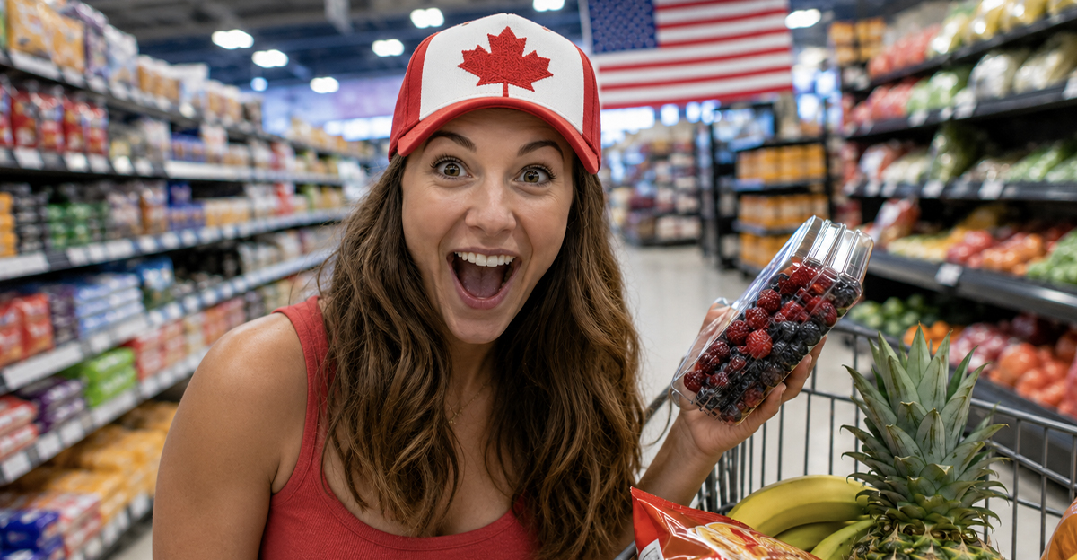 Canadian woman in an American grocery store