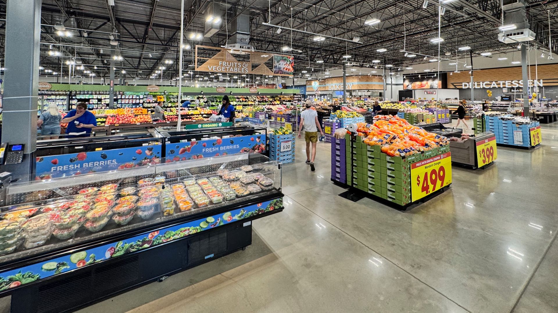 The interior produce section of a Kroger Marketplace store in Athens, Georgia