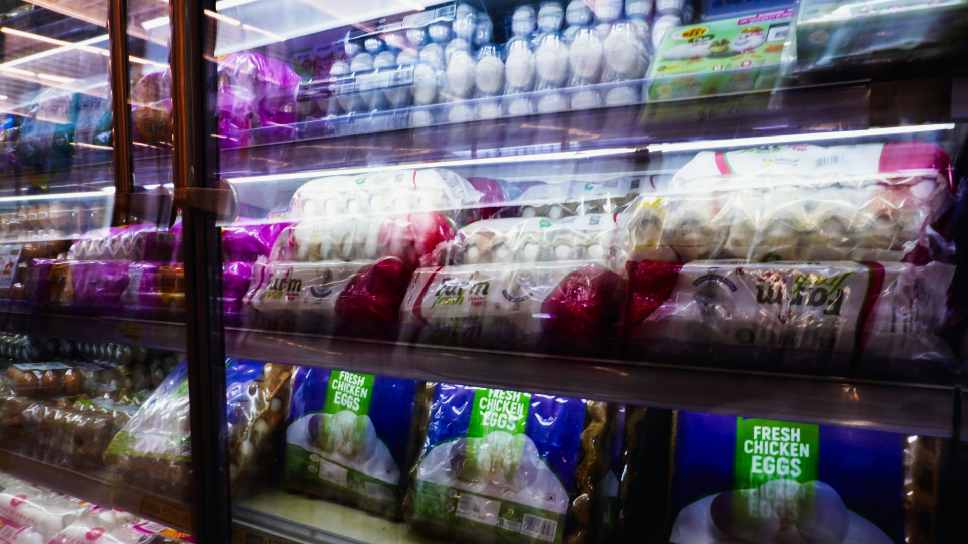 Shelves of packaged food items in a grocery store