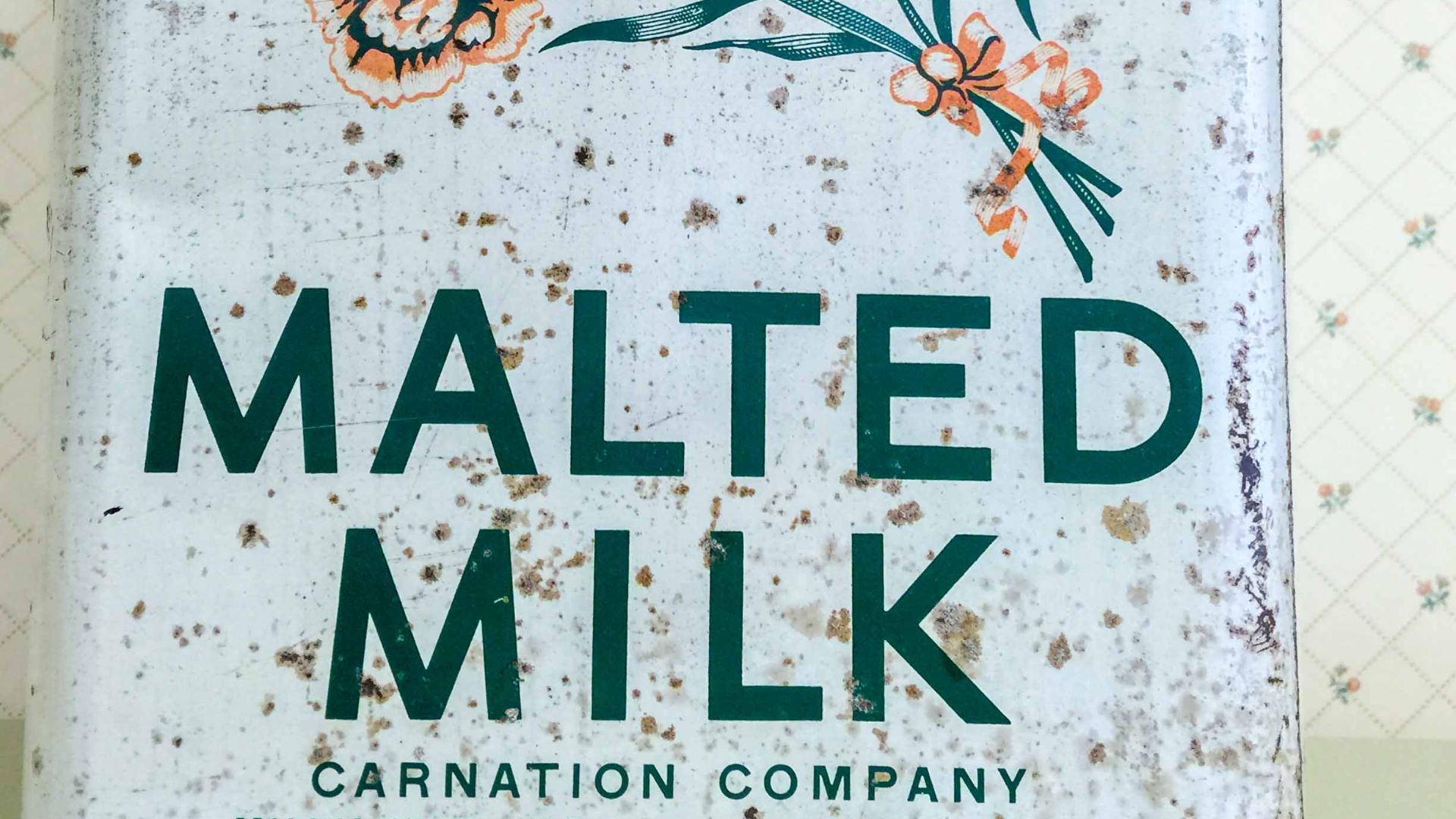 Rusty Carnation malted milk can.