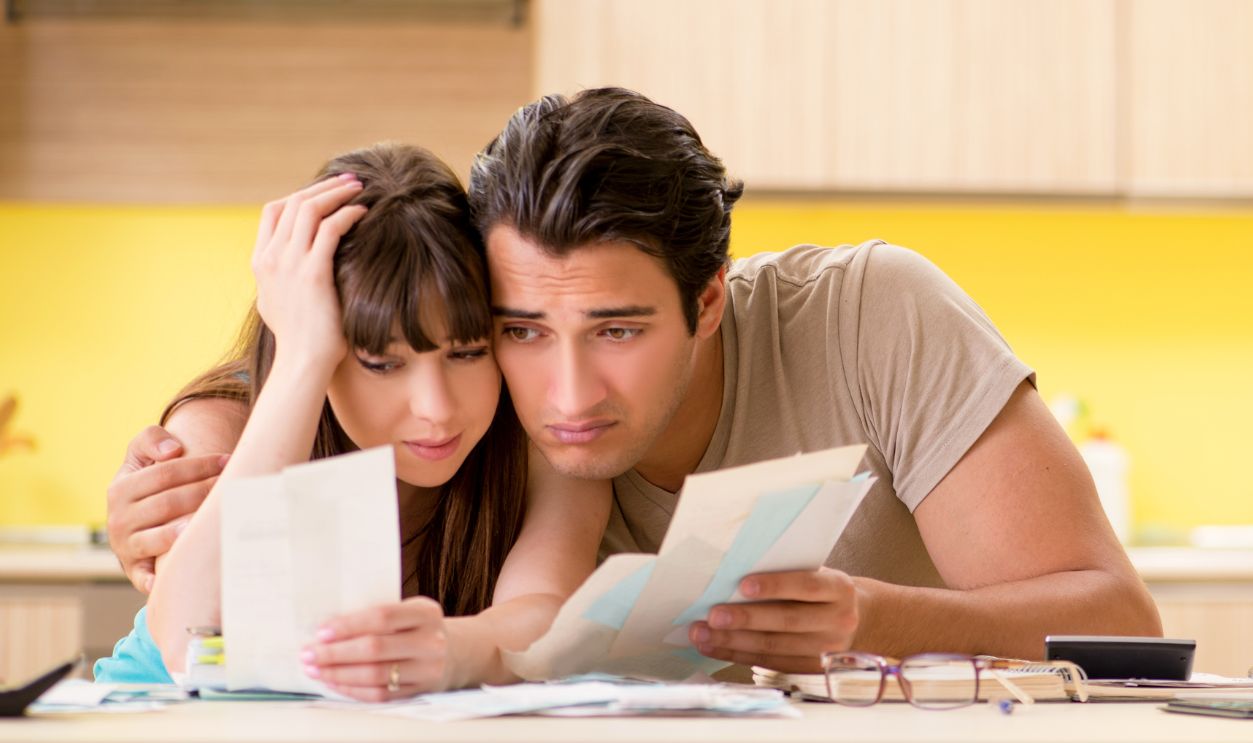 Young family struggling with personal finance