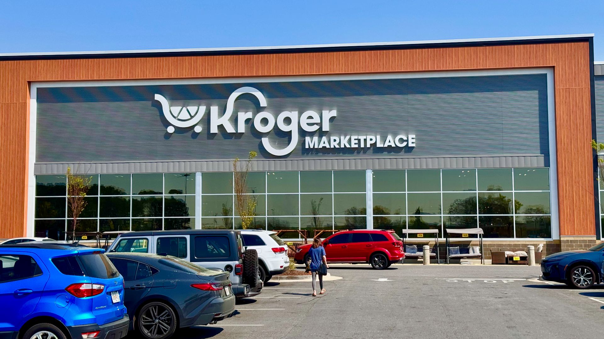 The exterior of a Kroger Marketplace store in Athens, Georgia