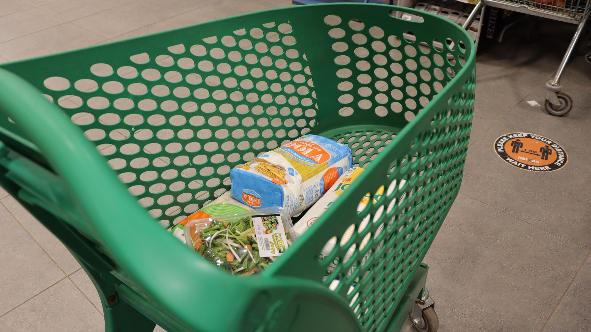 A shopping cart at Naivas supermarket in Kenya