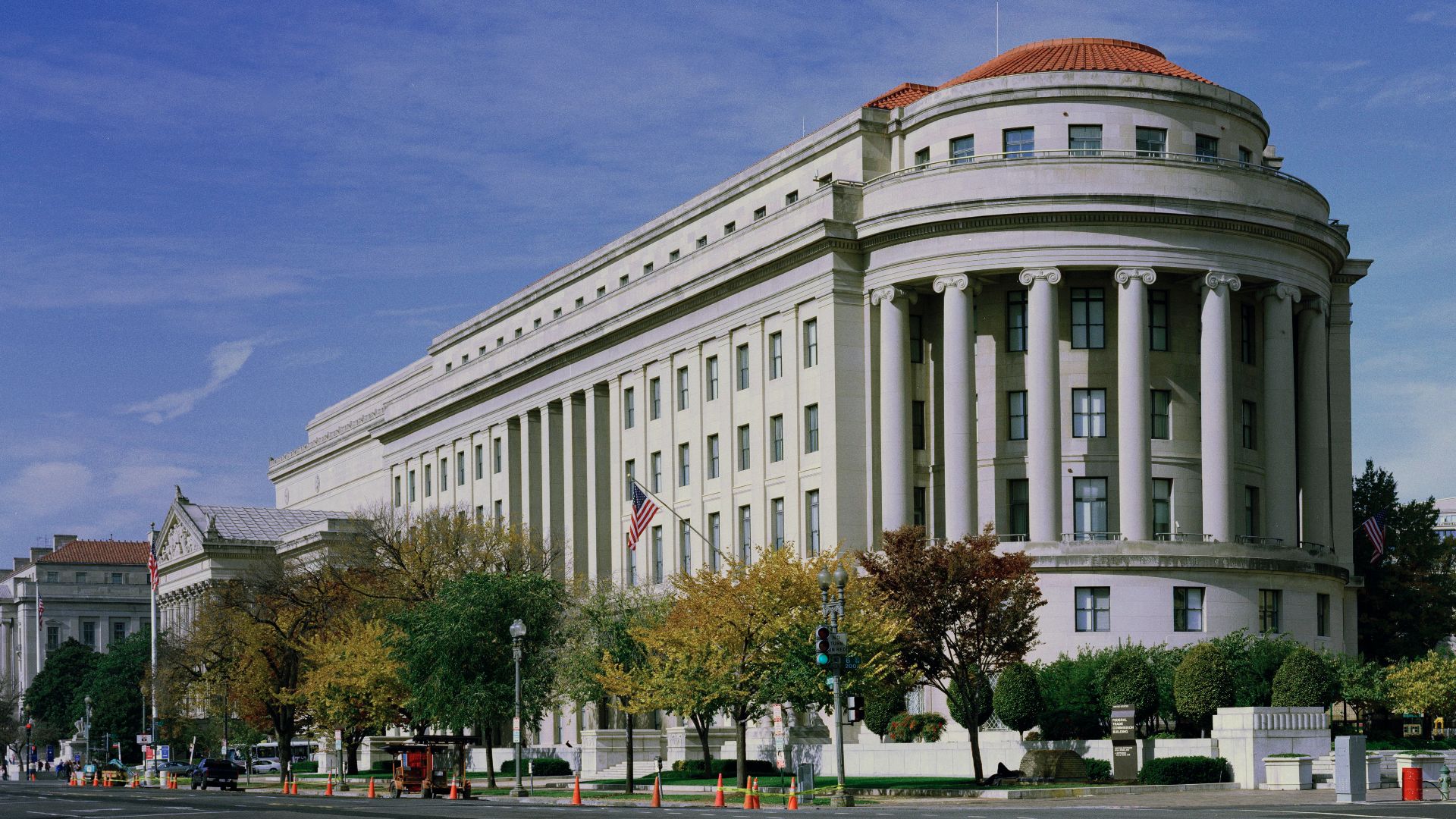 The Apex Building, headquarters of the Federal Trade Commission, on Constitution Avenue and 7th Streets in Washington, D.C..  The building was designed by Edward H. Bennett under the purview of Secretary of the Treasury Andrew W. Mellon, and was completed