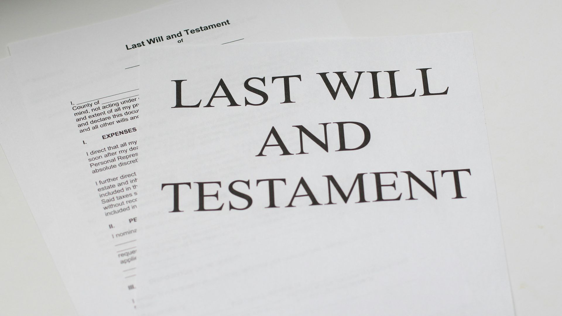 last will and testament white printer paper