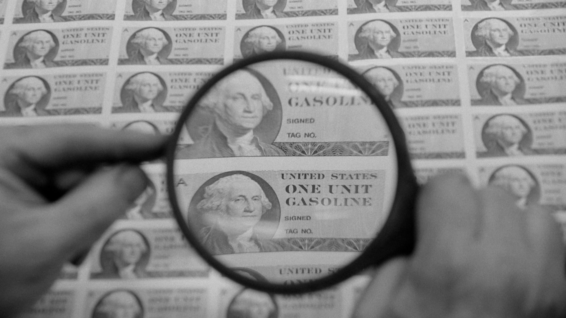 Gas ration stamps being printed as a result of the 1973 oil crisis, U.S. Bureau of Engraving & Printing.
