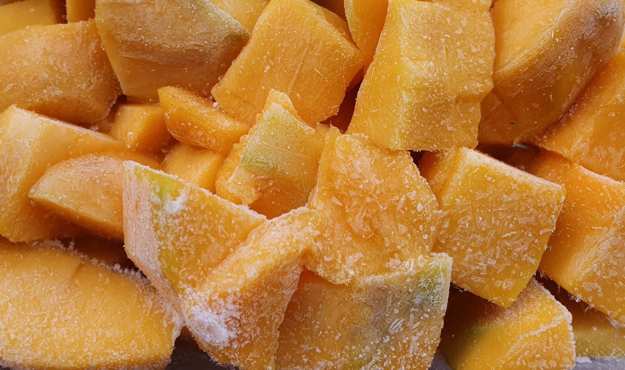 mango chunks full frame closeup
