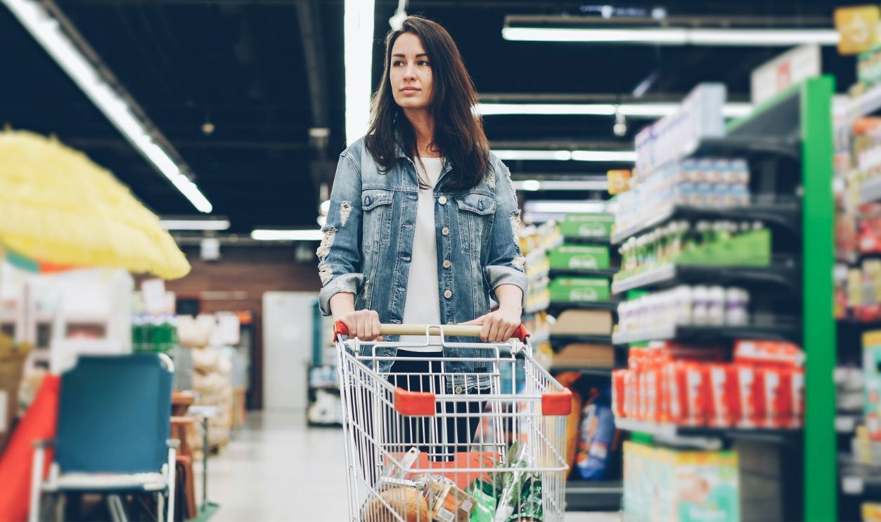 Woman shopping in a grocery store