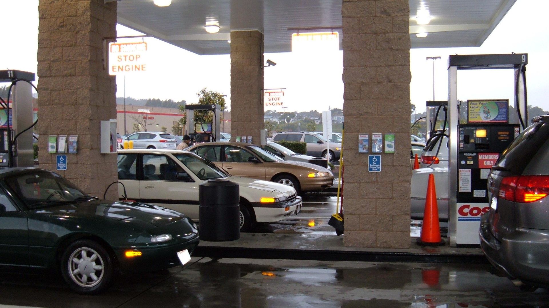 Gas station of a Costco Wholesale warehouse in South San Francisco, California.