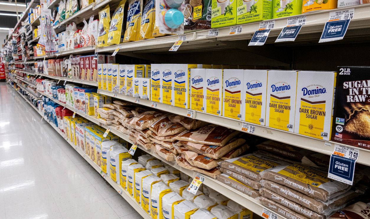 Chambersburg Pennsylvania USA 4-3-2025 sugar aisle at local supermarket