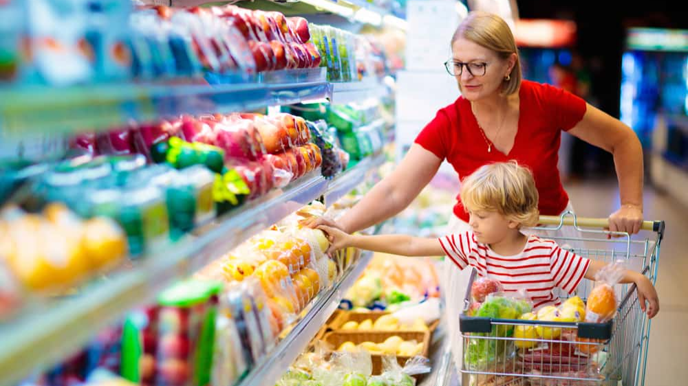 Groceries, mother, kid