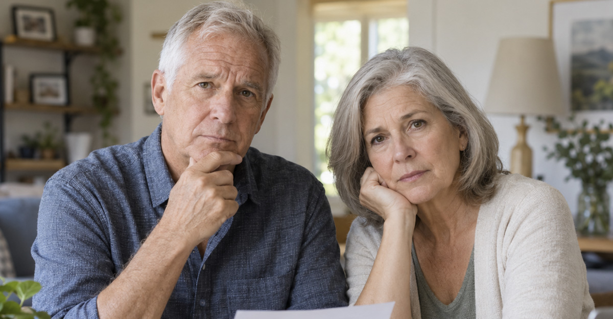 AI-generated image of a senior couple reflection on their retirement plan and social security benefits.
