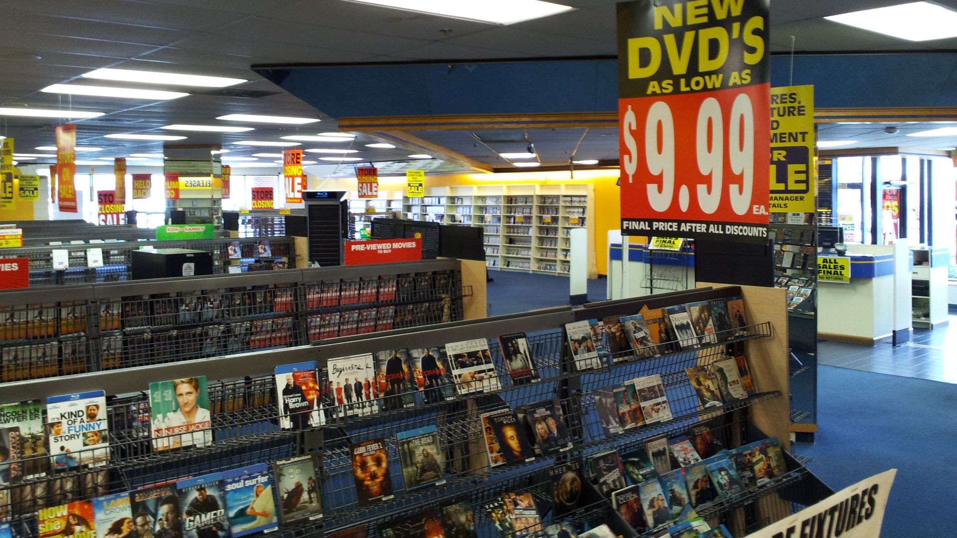 Store closing sale at Blockbuster Video store in Rockville, Maryland.

Ben Schumin is a professional photographer who captures the intricacies of daily life.  This image may be used under Creative Commons Attribution-ShareAlike 2.0.  Please provide artist