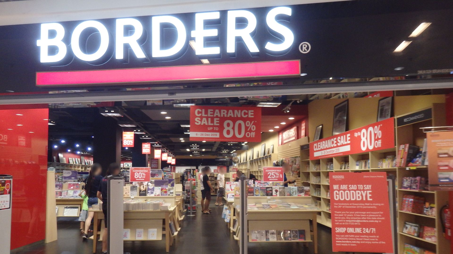 Borders Book Store in Queensbay Mall, Penang that closed in late December 2019.