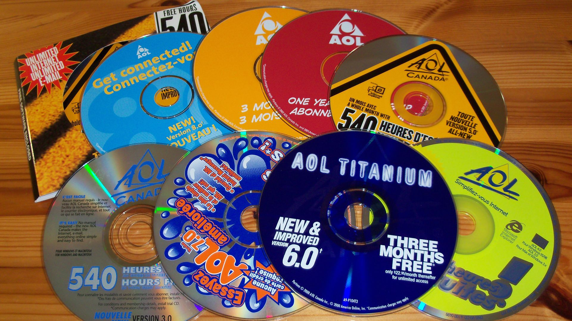 AOL promotional CDs distributed in Canada, in the late 1990s, early 2000s