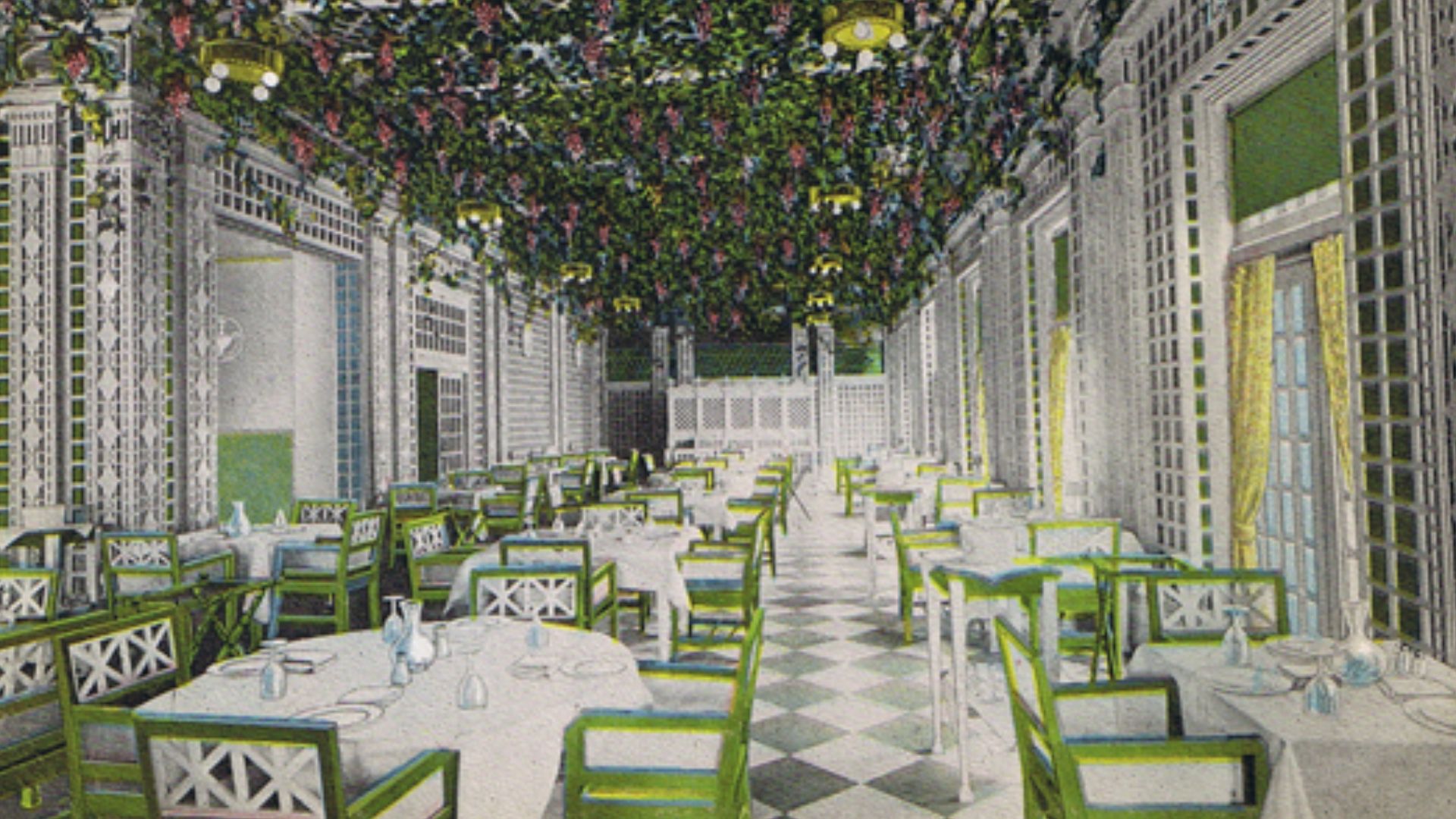 Interior view of cafe, Newspaper Club, 5th floor Jefferson County Bank Building, Birmingham, Ala. Published by Post Card Exchange, Birmingham, Ala. Made in U.S.A.