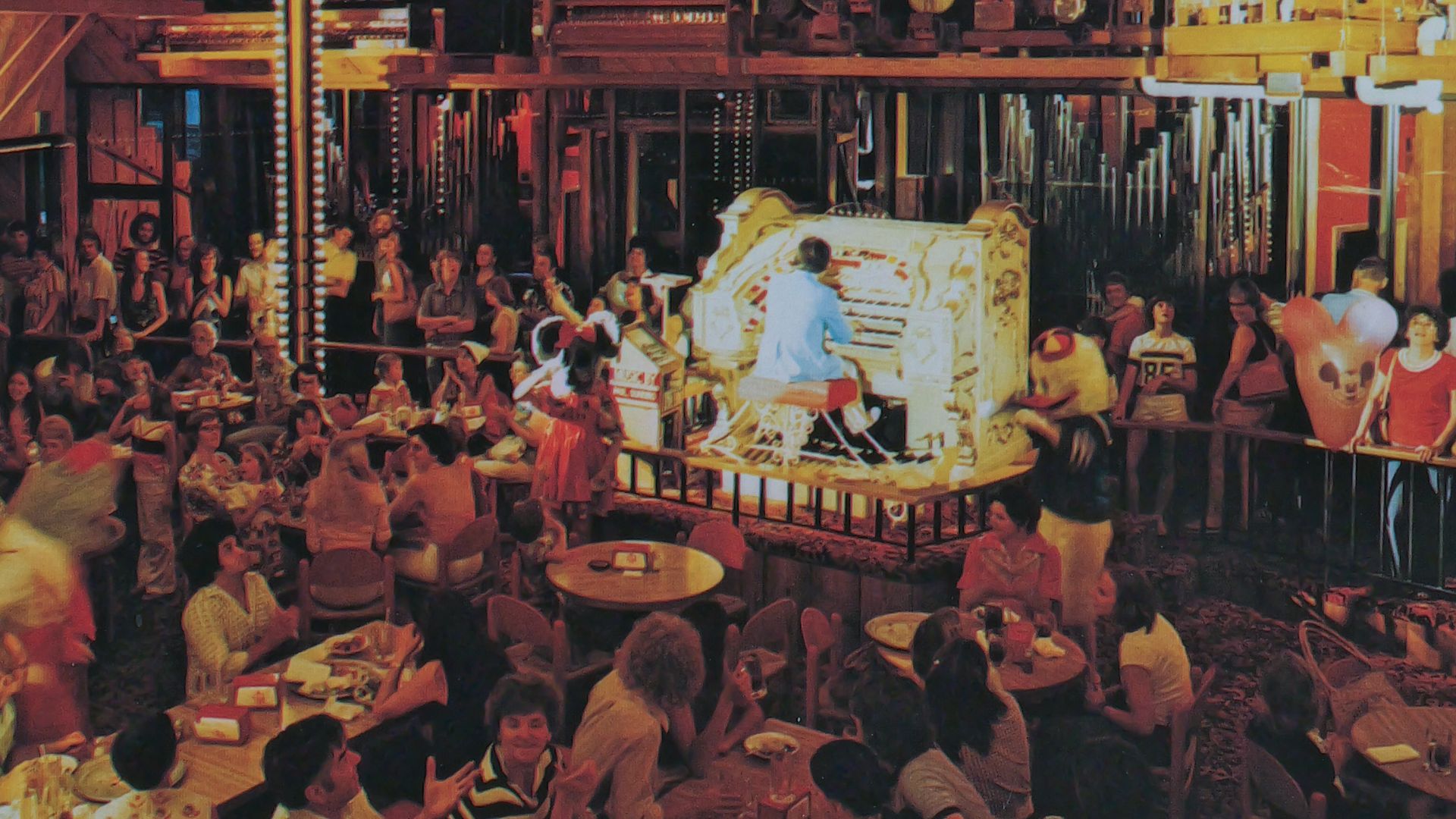 Interior of the Organ Grinder Restaurant in Portland, Oregon, mid-to-late 1970s.
