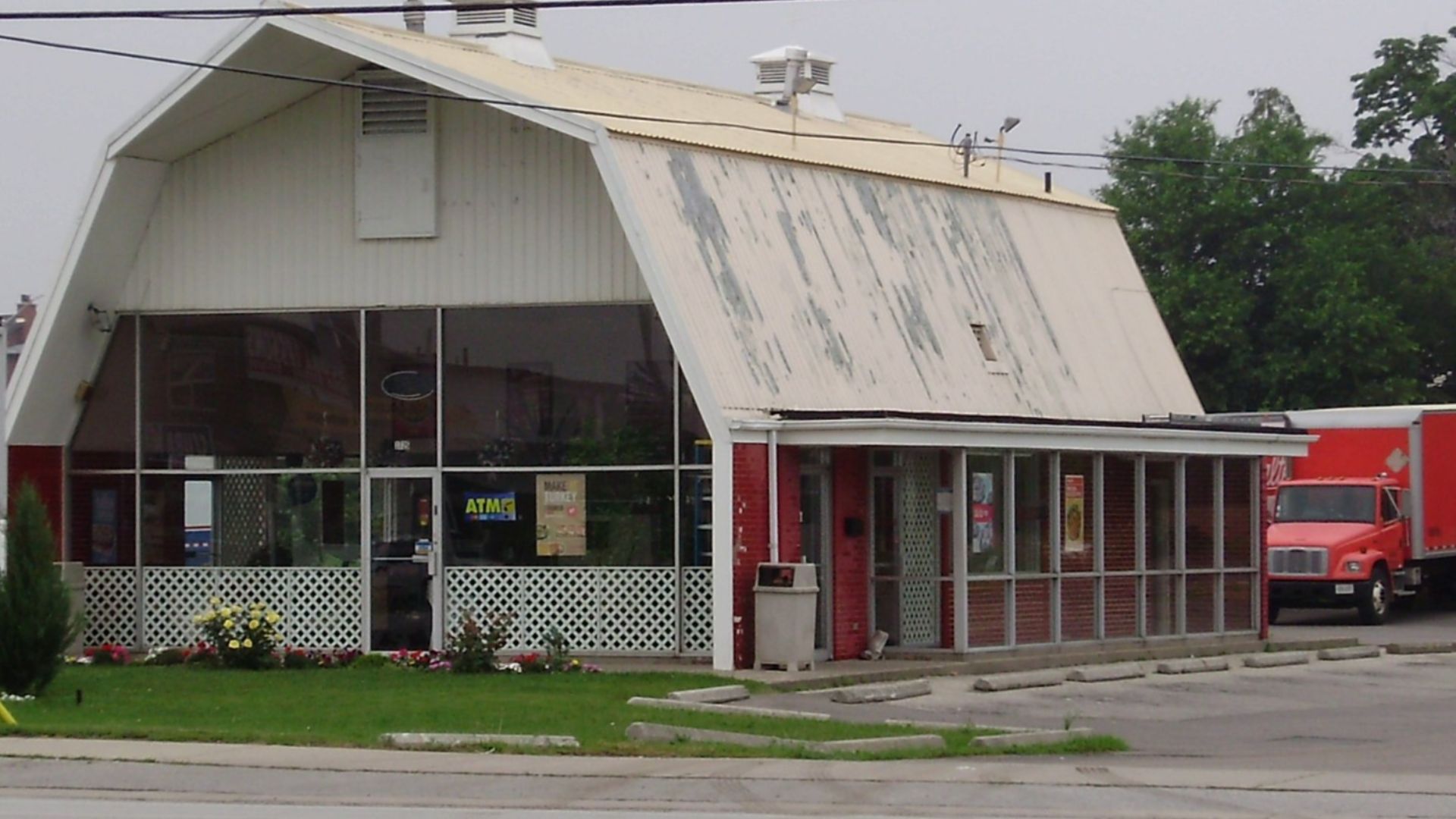 A Mr. Sub restaurant housed in a converted barn, located on the north side of Dundas Street East in Mississauga,Ontario, Canada.