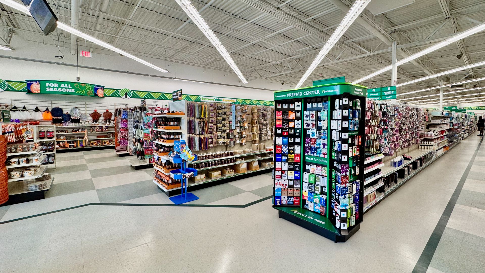 Interior of a Dollar Tree discount store in Greenville, South Carolina