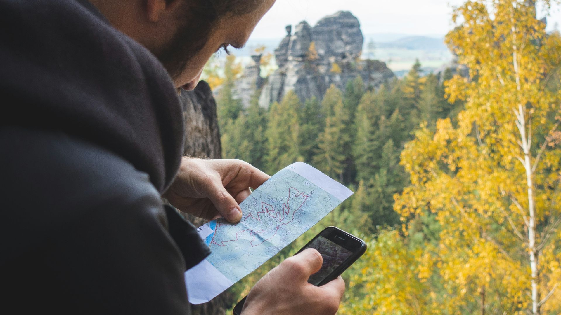 man using smartphone