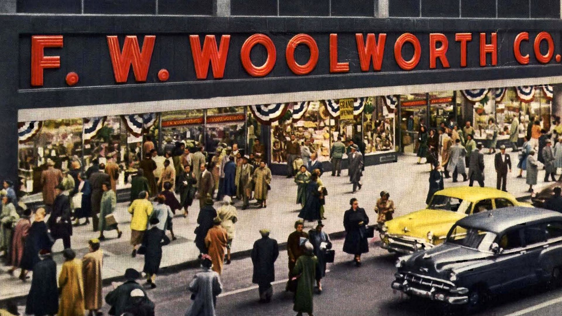 This store (F W Woolworth Co) in NYC opened on October 18, 1954. Image cropped from the cover of the Woolworth 1954 annual report.