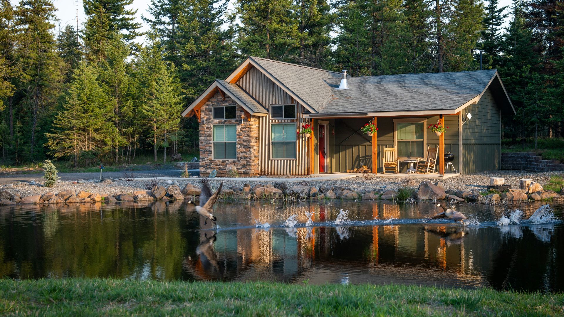 brown house beside body of water