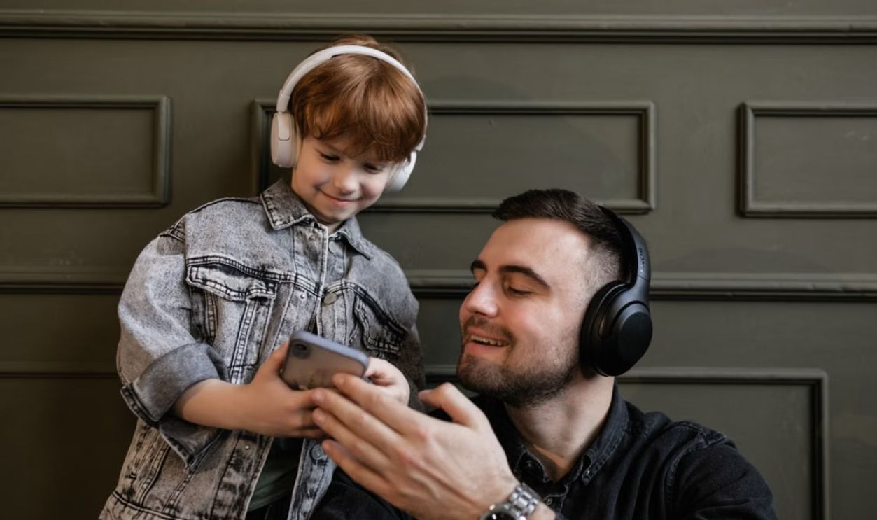 kid with headphones