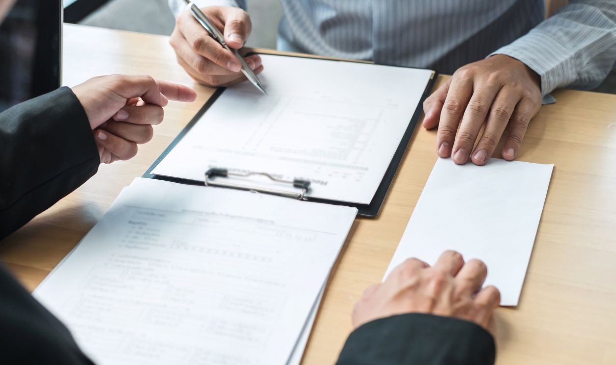 Employer boss sending a remuneration letter to businessman in order to dismiss and signing contract, changing and resigning from work concept.