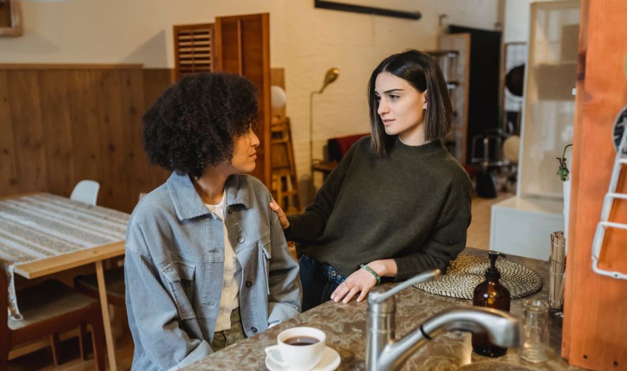 sad women talking