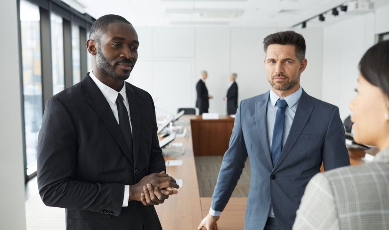 talking in office