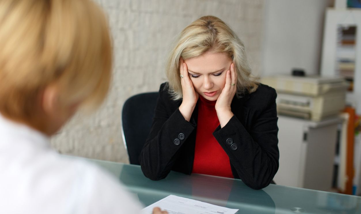 Dismissed worker in office, bad news, fired