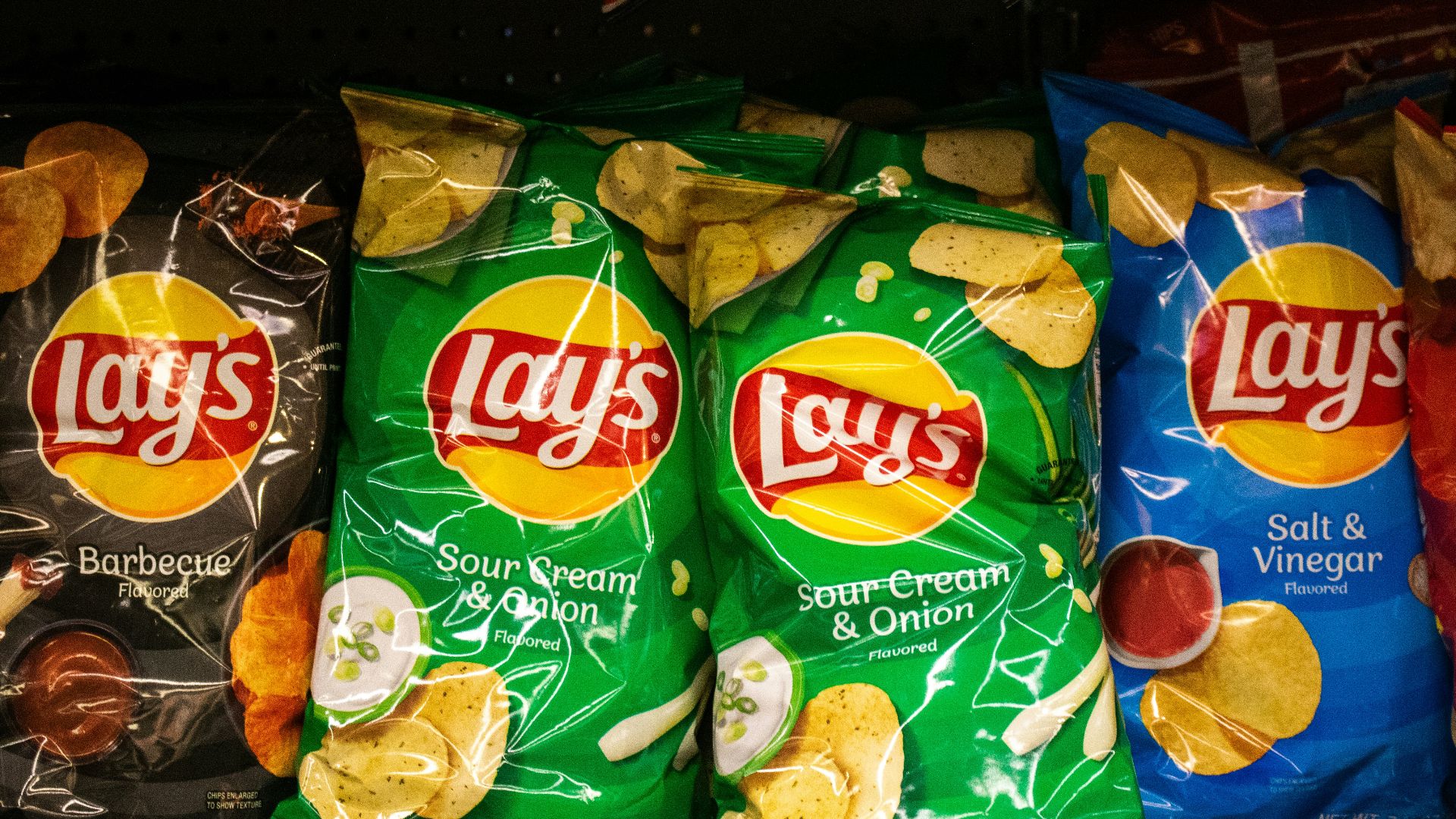 Lays potato chips in various flavors on display