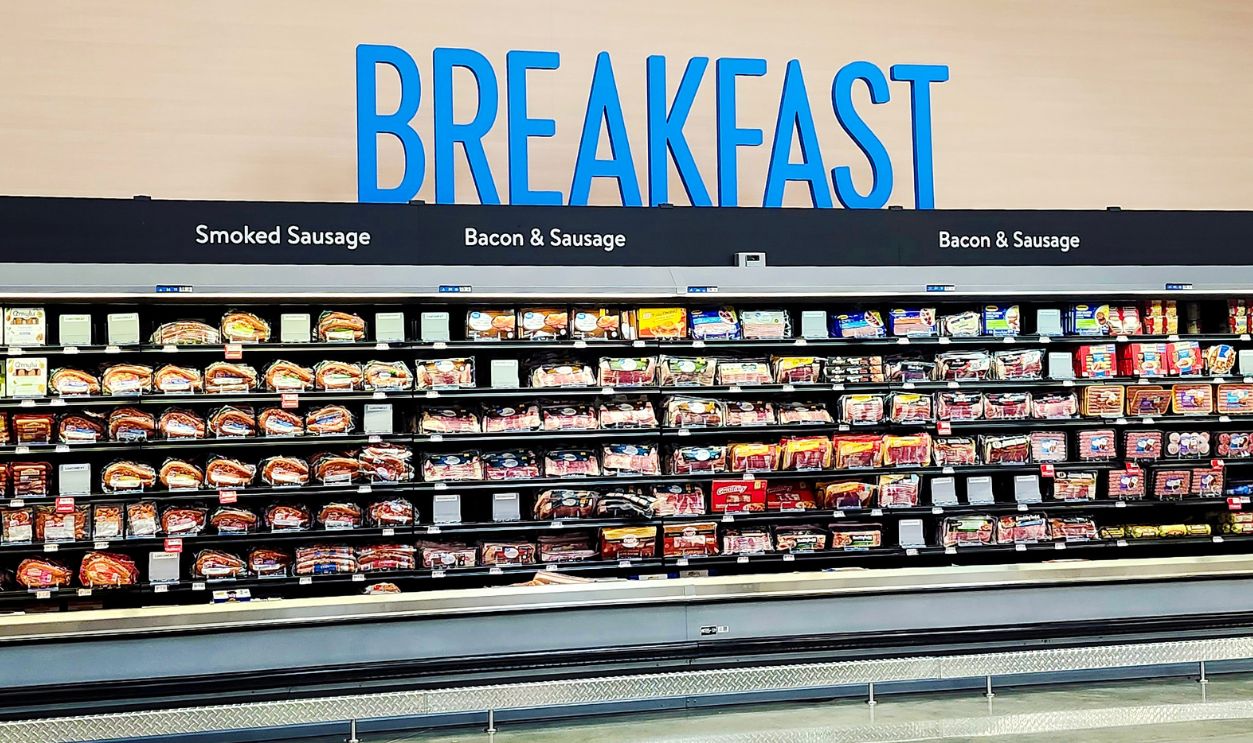 Walmart store interior breakfast section, Fayetteville, NC, USA, August 6, 2025