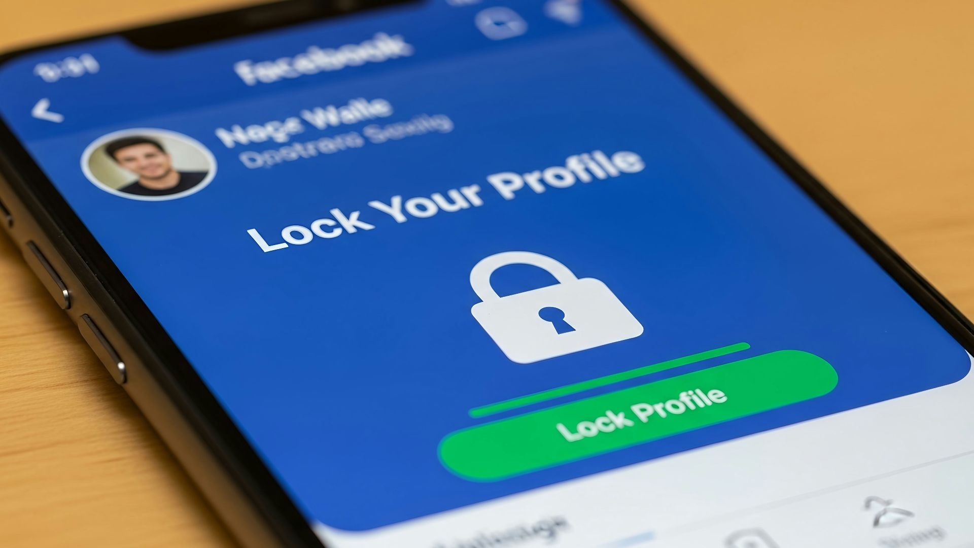 Facebook profile lock screen on a smartphone