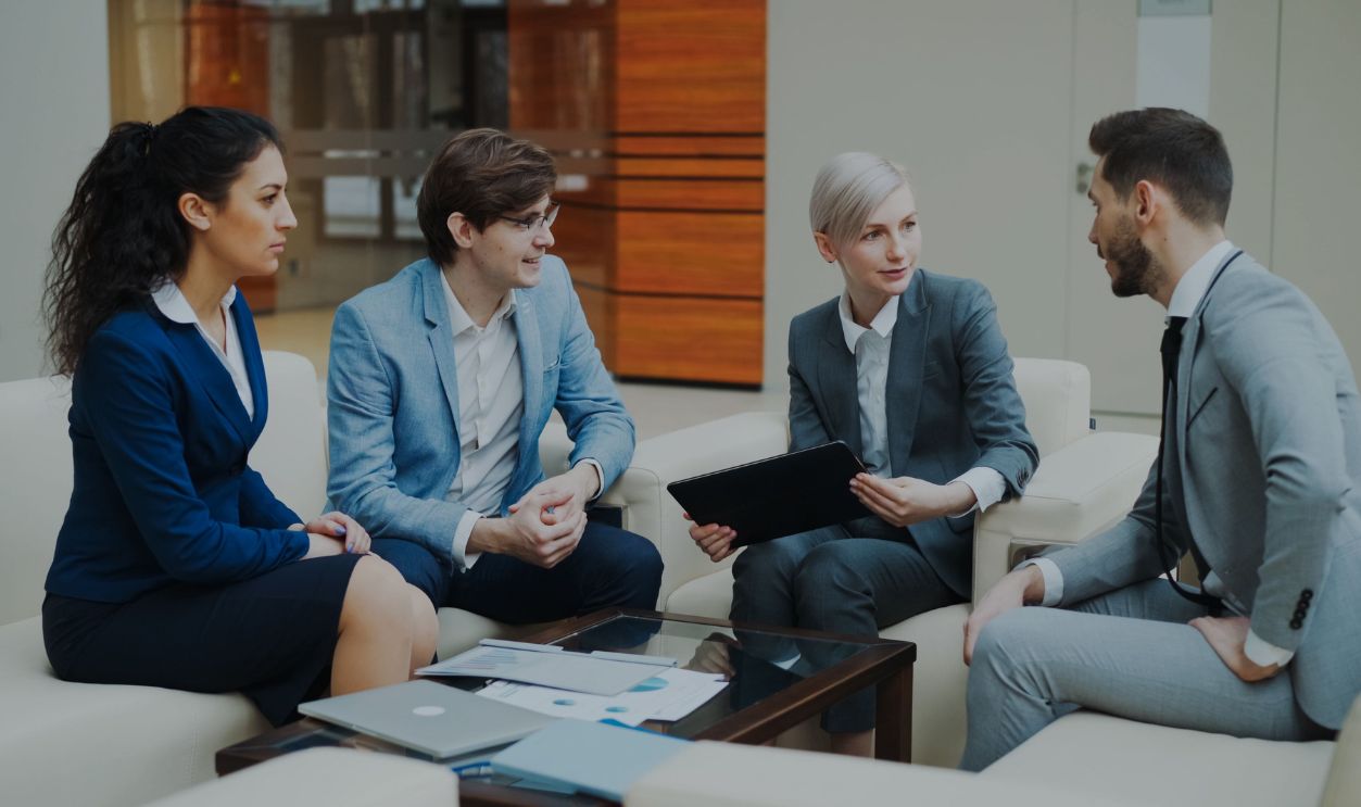Group of professionals discussing strategy 