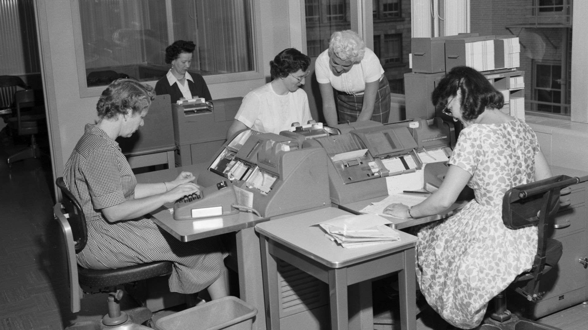 Key punch operators, Seattle, Washington, 1960.